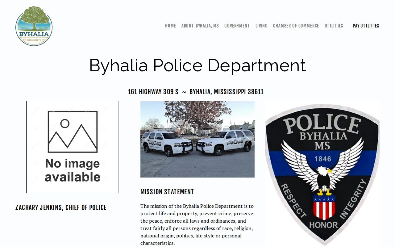Marshall County Byhalia Police Department public records contact page for booking inquiries
