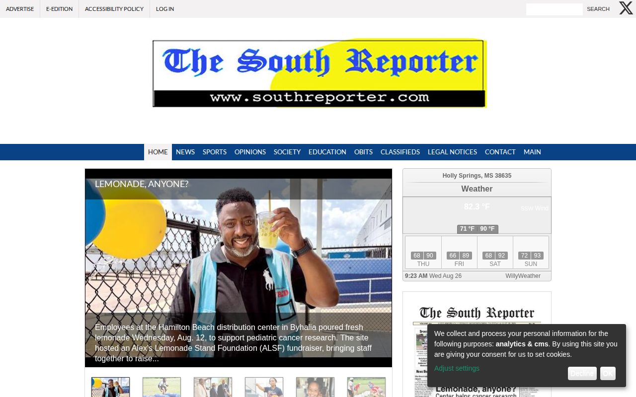 South Reporter local news homepage for Marshall County reporting context